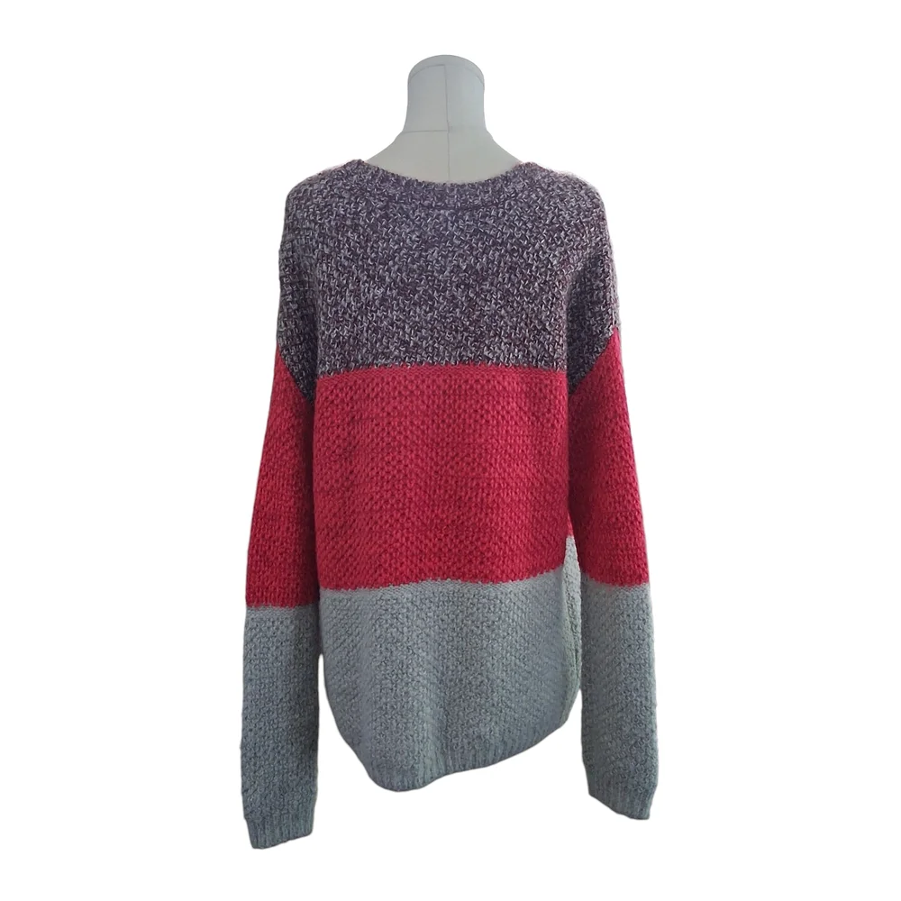 Urban Outfitters Oversized Maroon and Gray Knit Sweater Womens Size Small